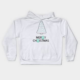 Hand drawn Christmas tree with a phrase Merry Christmas Kids Hoodie